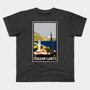 Italian Lakes travel poster Kids T-Shirt